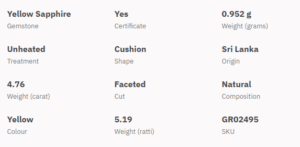 yellow sapphire 4.74 carats